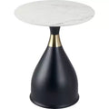LeisureMod Bento Sintered Stone Top Side Table - Black Pedestal Base Nightstand