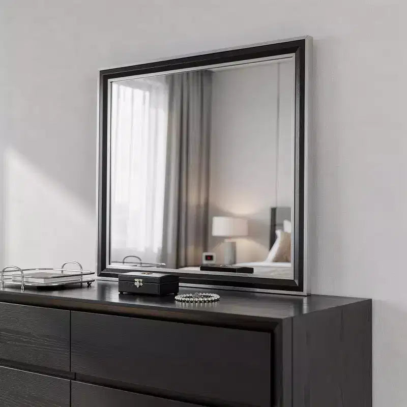HomeRoots 39 Miroir encadré mural en bois noir et gris