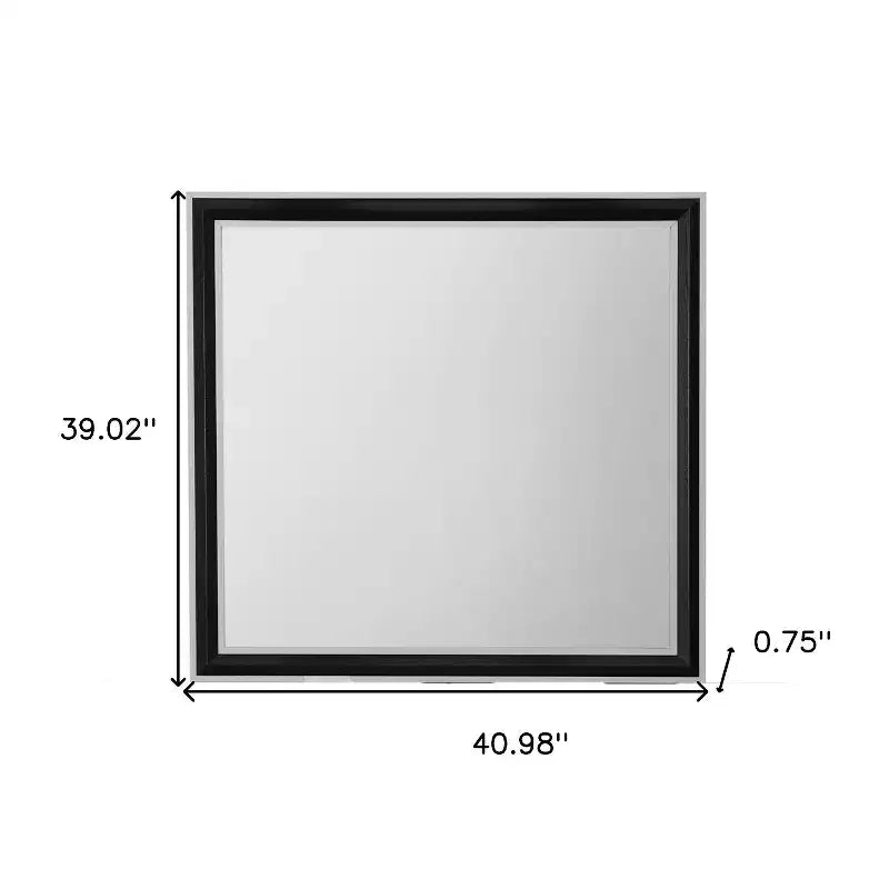 HomeRoots 39 Miroir encadré mural en bois noir et gris