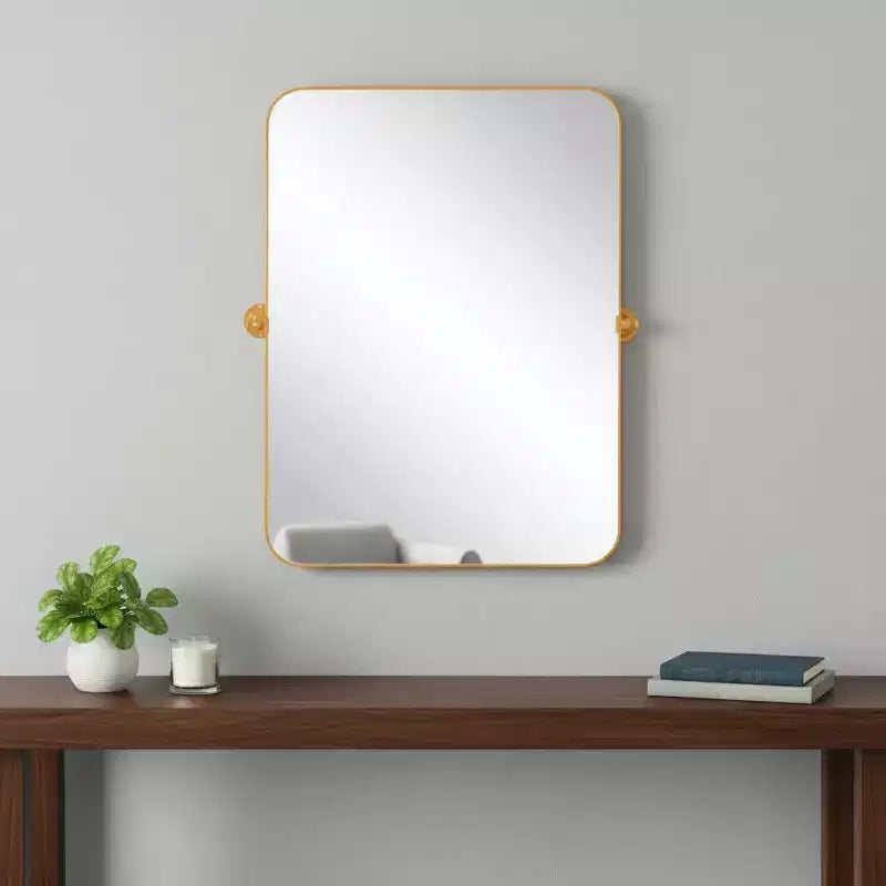 Miroir d'appoint HomeRoots 36" avec cadre inclinable en métal doré