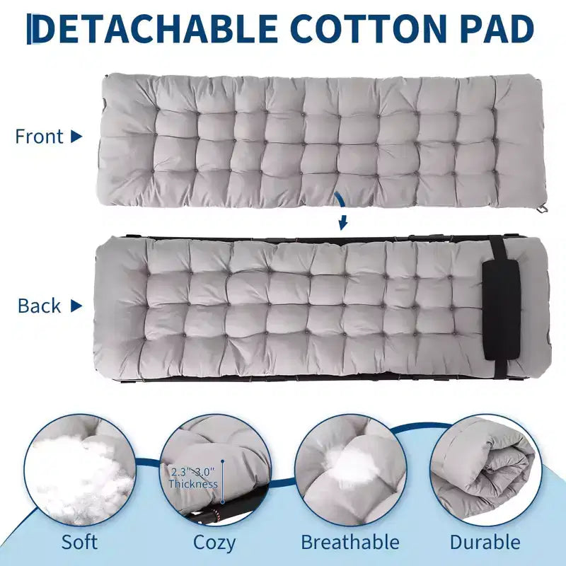 Lit de camp extra large avec matelas pour adultes – Lit pliant de 180 kg, couchage portable toutes saisons pour voyage, tente, maison, bureau et invités