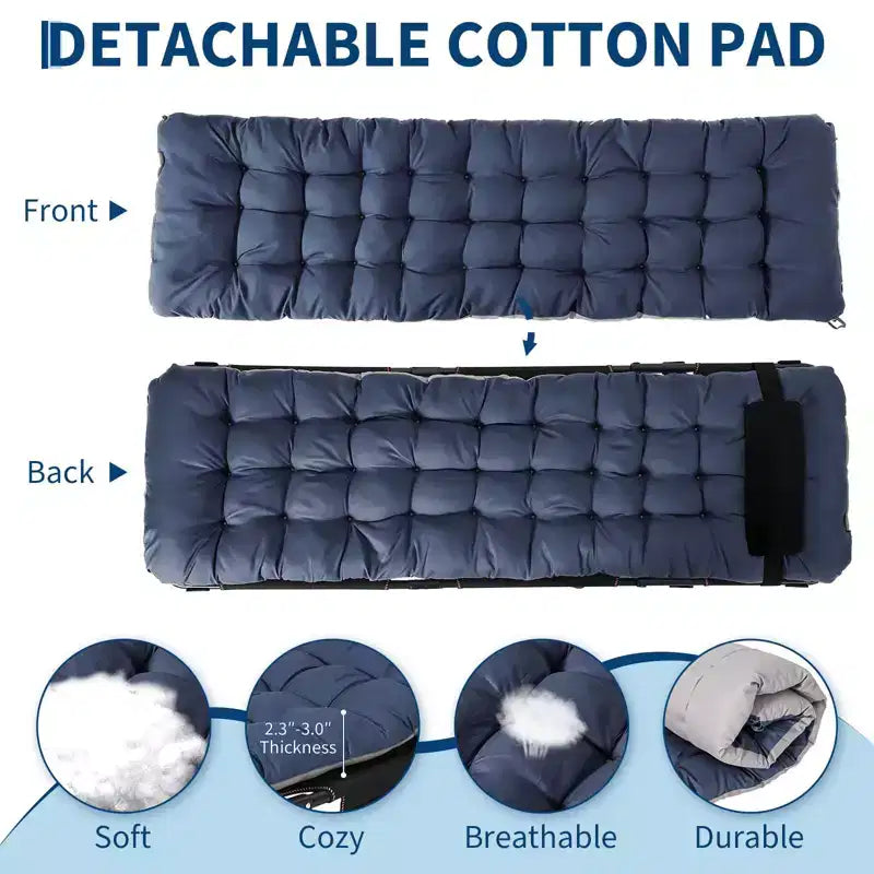 Lit de camp extra large avec matelas pour adultes – Lit pliant de 180 kg, couchage portable toutes saisons pour voyage, tente, maison, bureau et invités
