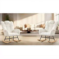 COZONY Modern Upholstered Rocking Chair Set of 2, High Back Padded Accent Rocker with Side Pocket for Living Room or Nursery