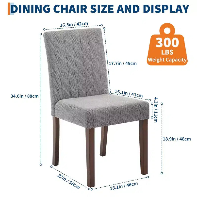 Lot de 2 chaises de salle à manger rembourrées, chaises d'appoint de cuisine modernes en tissu, conception Parsons en lin doux avec pieds en bois robustes pour la salle à manger