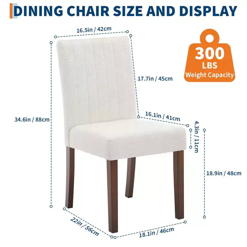 Lot de 2 chaises de salle à manger rembourrées, chaises d'appoint de cuisine modernes en tissu, conception Parsons en lin doux avec pieds en bois robustes pour la salle à manger