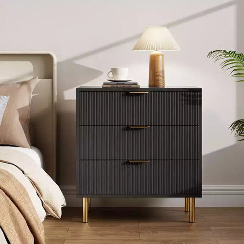 3-Drawer Dresser, Large Nightstand Chest for Bedroom Storage, Black