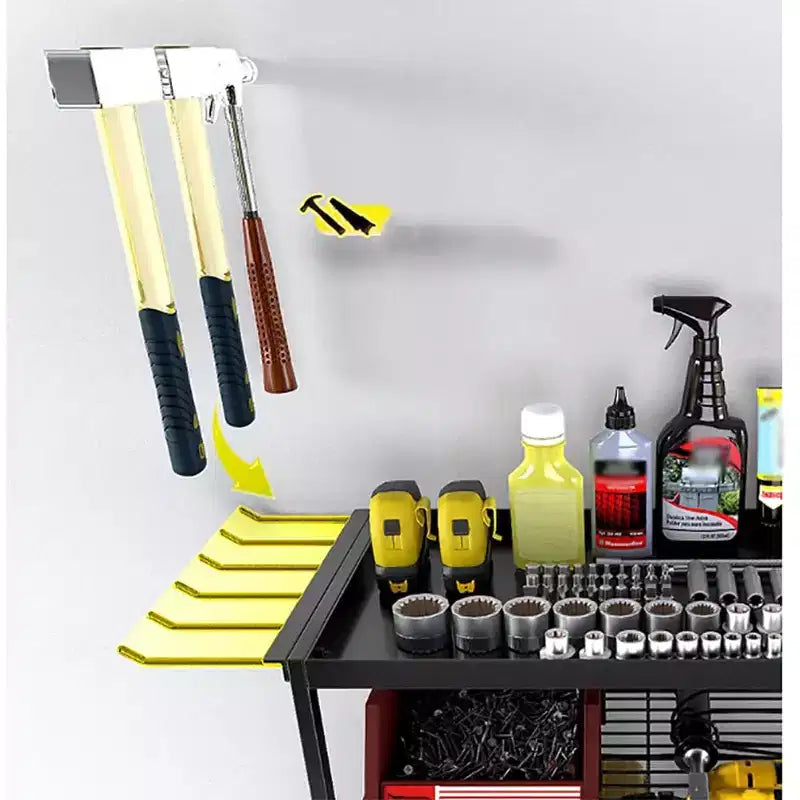 Support mural pour perceuses et outils, organiseur métallique robuste à 4 niveaux avec supports multi-outils pour garage et atelier