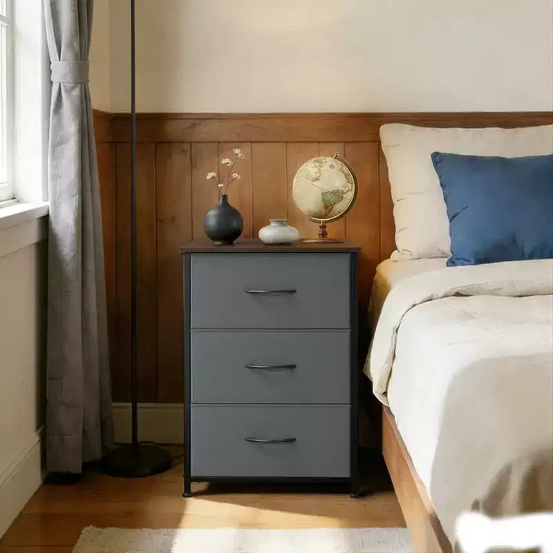 Commode élégante à 3 tiroirs avec bacs en tissu amovibles, meuble de rangement multifonctionnel pour salon, chambre, couloir, placard, entrée