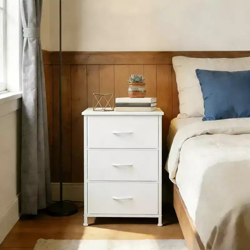 Commode élégante à 3 tiroirs avec bacs en tissu amovibles, meuble de rangement multifonctionnel pour salon, chambre, couloir, placard, entrée