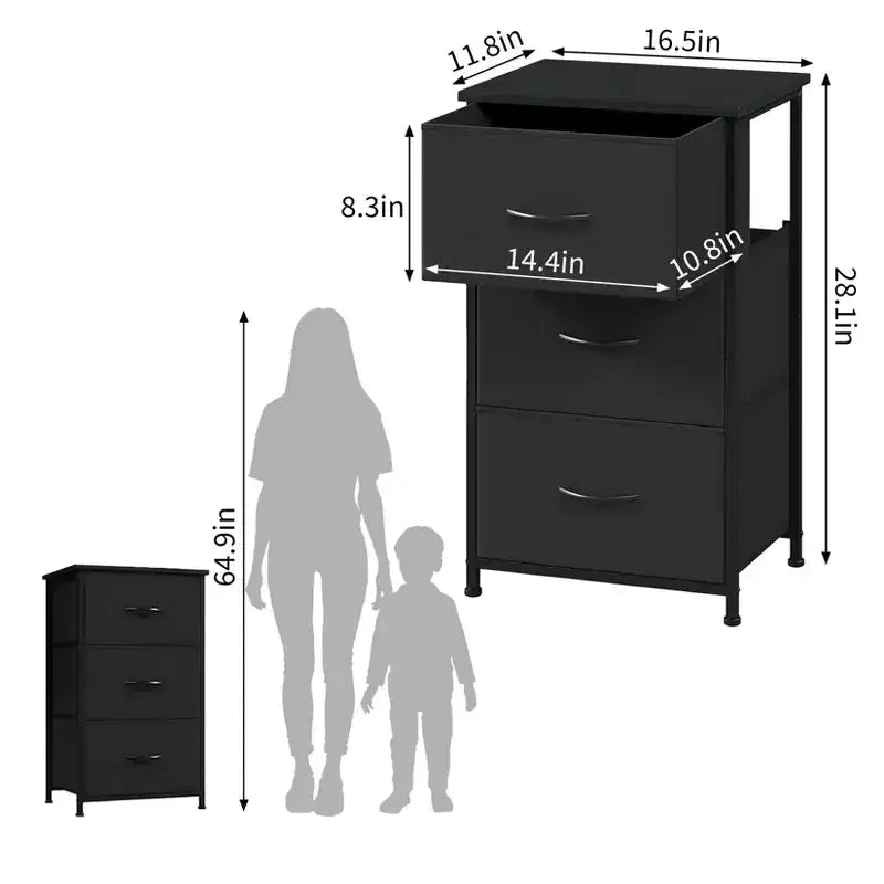 Commode élégante à 3 tiroirs avec bacs en tissu amovibles, meuble de rangement multifonctionnel pour salon, chambre, couloir, placard, entrée