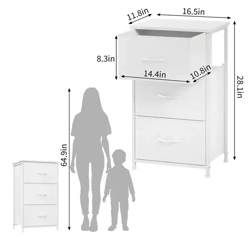 Commode élégante à 3 tiroirs avec bacs en tissu amovibles, meuble de rangement multifonctionnel pour salon, chambre, couloir, placard, entrée