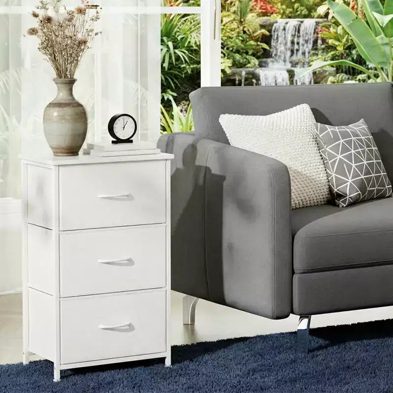 Commode élégante à 3 tiroirs avec bacs en tissu amovibles, meuble de rangement multifonctionnel pour salon, chambre, couloir, placard, entrée