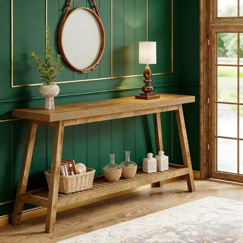 Console de ferme, table d'entrée, table de canapé à 2 niveaux