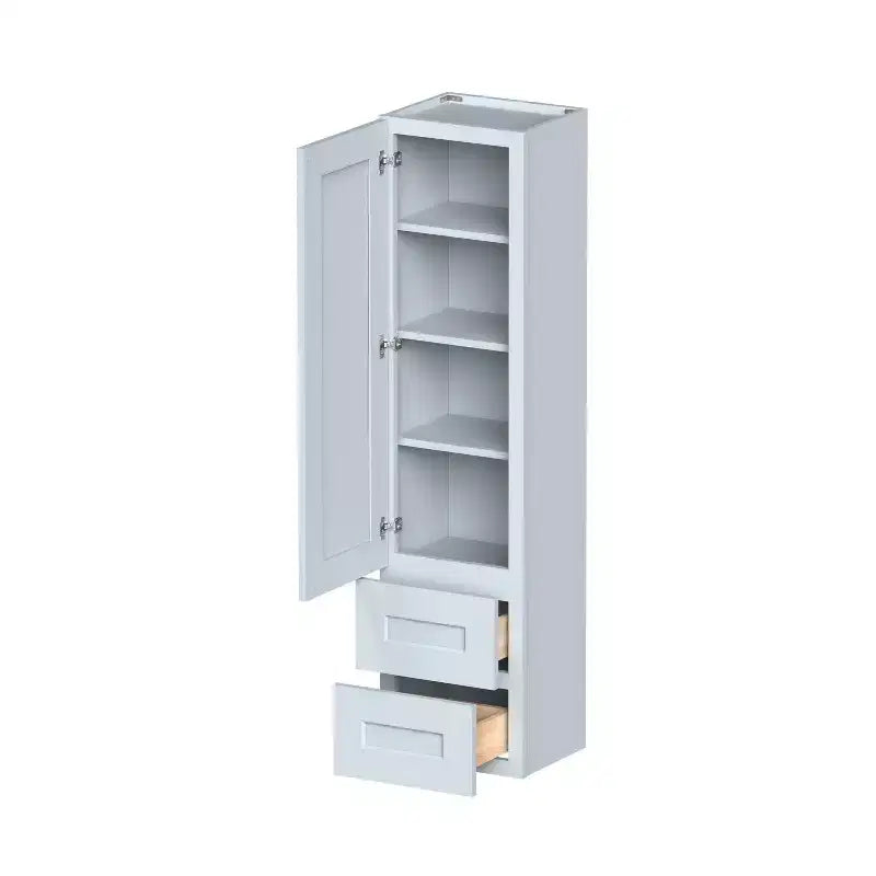 CASAINC 15 L x 60 H x 12 P Armoire de cuisine basse Shaker avec porte et tiroirs doubles, cadre en bois massif, peinture à faible teneur en COV à base d'eau, RTA, Gris Colombe