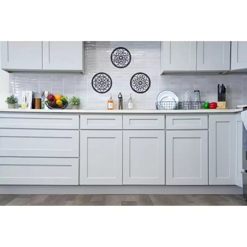CASAINC Armoire de cuisine basse Shaker 36 L x 24 H x 27 P, cadre en bois massif, peinture à base d'eau à faible teneur en COV, fermeture douce, à monter soi-même, gris tourterelle