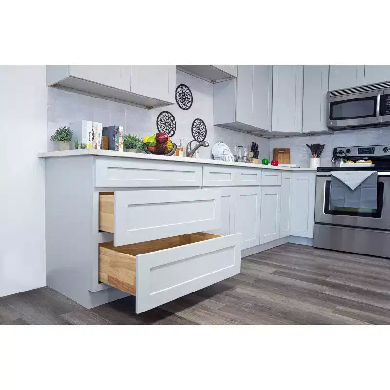 CASAINC Armoire de cuisine basse Shaker 36 L x 24 H x 27 P, cadre en bois massif, peinture à base d'eau à faible teneur en COV, fermeture douce, à monter soi-même, gris tourterelle