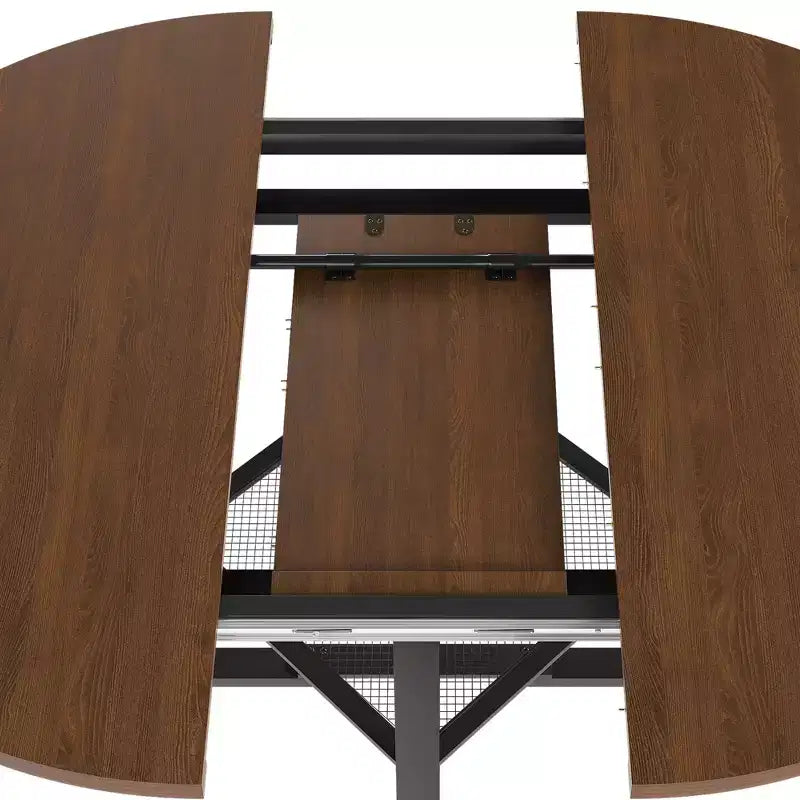 GDFStudio Rakesh Table à manger ronde extensible moderne en métal avec étagère à grille métallique