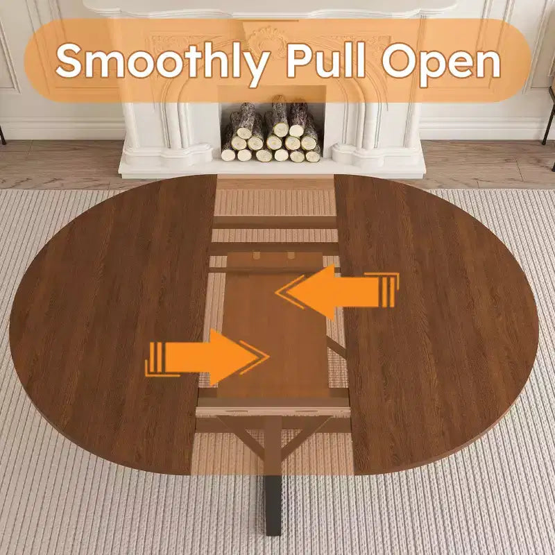 GDFStudio Rakesh Table à manger ronde extensible moderne en métal avec étagère à grille métallique
