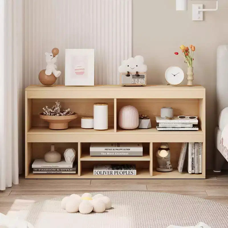 Organisateur de rangement de jouets, bibliothèque en bois à 6 cubes pour enfants avec accents métalliques, bibliothèque à jouets pour salle de jeux, chambre d'enfant, salle de classe