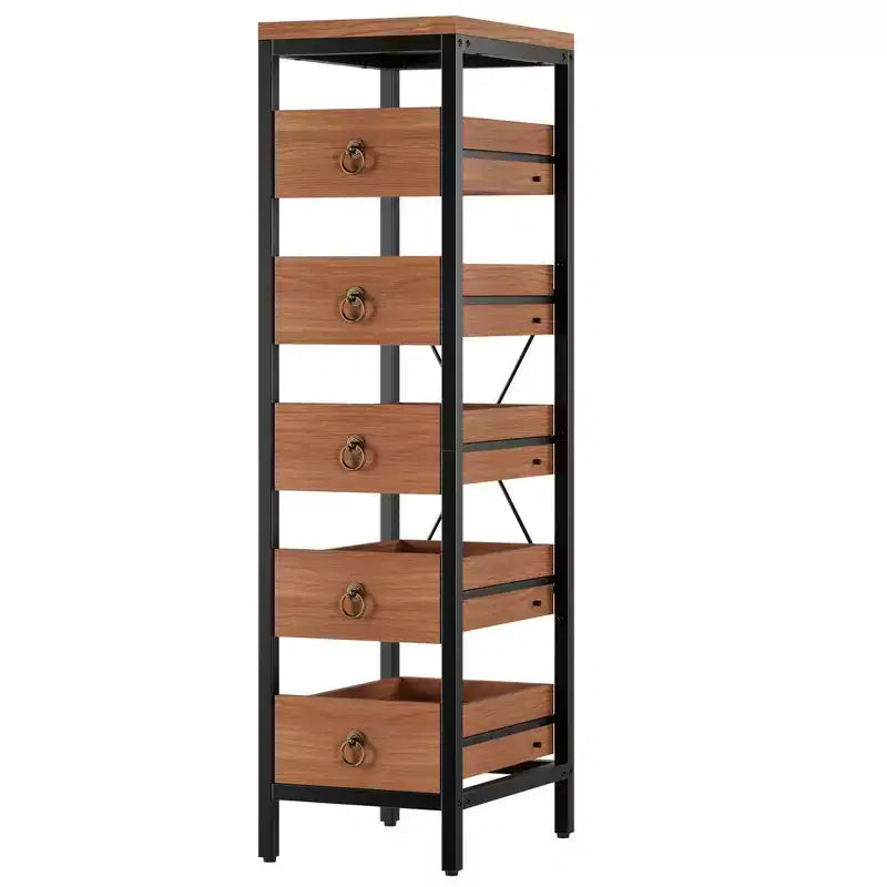 Étagère de rangement en métal à 5 niveaux avec tiroirs coulissants, étagère de rangement étroite pour cuisine, cellier, salle de bain et maison