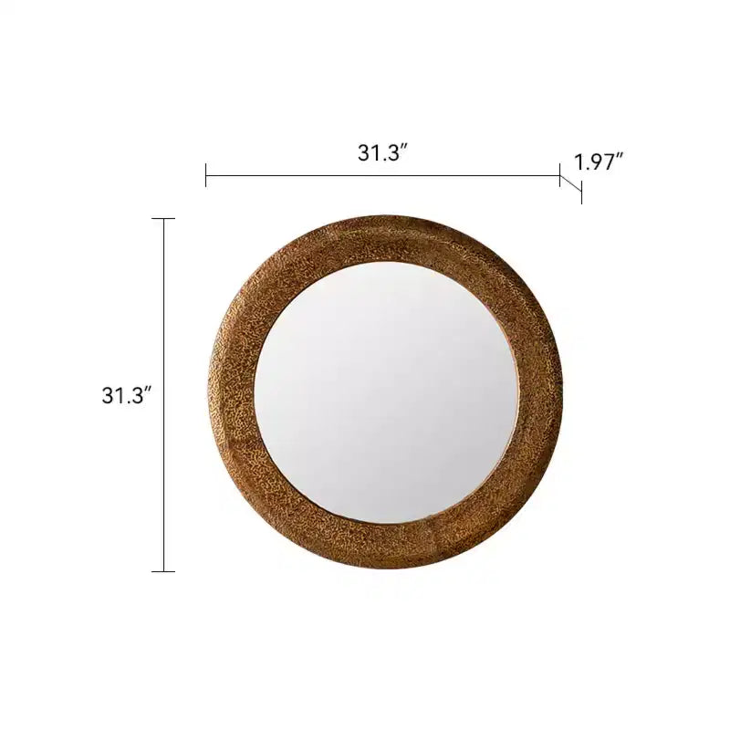 Miroir mural rond de luxe 31 po avec cadre en fer martelé, miroir décoratif rustique pour salon, entrée ou couloir-Panipeachy