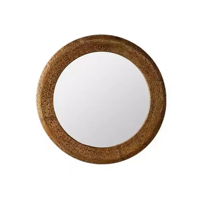 Miroir mural rond de luxe 31 po avec cadre en fer martelé, miroir décoratif rustique pour salon, entrée ou couloir-Panipeachy