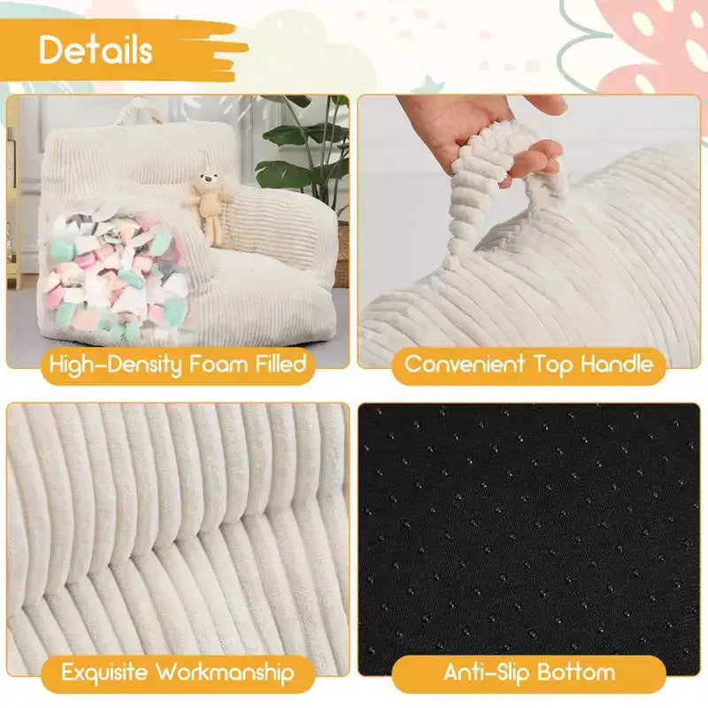 Fauteuil poire pour enfants – Canapé poire confortable pour tout-petits avec rembourrage pour salon, chambre et appartement