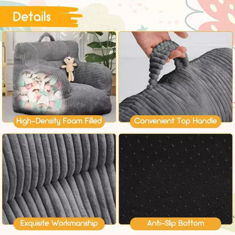 Fauteuil poire pour enfants – Canapé poire confortable pour tout-petits avec rembourrage pour salon, chambre et appartement