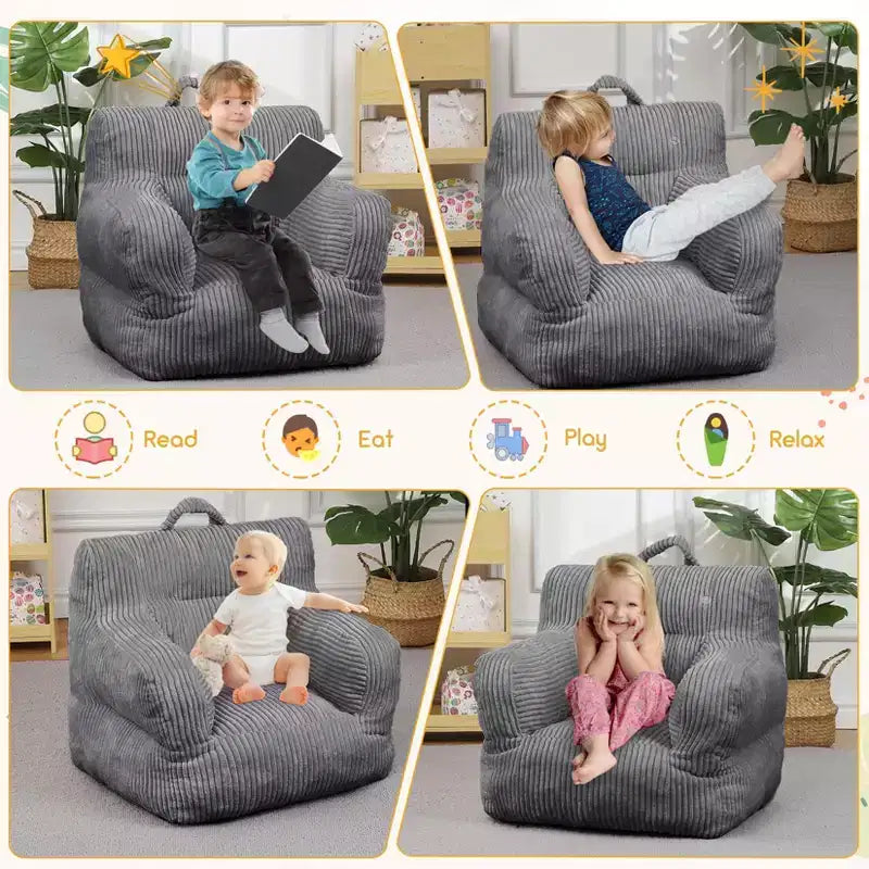 Fauteuil poire pour enfants – Canapé poire confortable pour tout-petits avec rembourrage pour salon, chambre et appartement