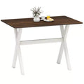 Costway Dining Table w/ X-shaped Frame Wood Grain Texture Tabletop Accent Side Table