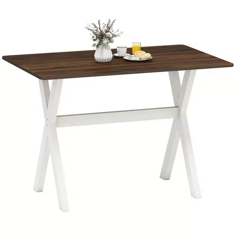 Costway Dining Table w/ X-shaped Frame Wood Grain Texture Tabletop Accent Side Table
