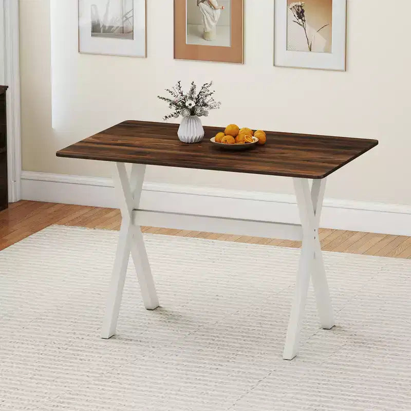 Table à manger Costway avec cadre en X et plateau en texture bois, table d'appoint