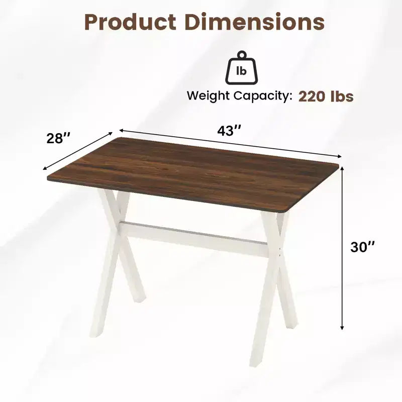 Table à manger Costway avec cadre en X et plateau en texture bois, table d'appoint