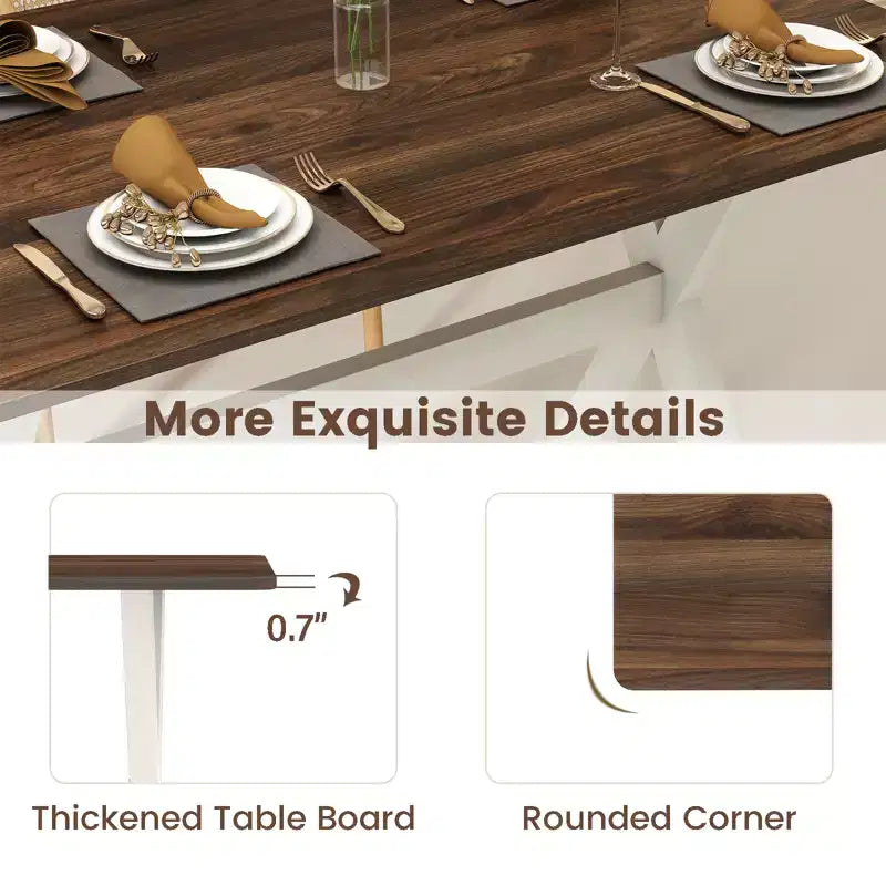 Table à manger Costway avec cadre en X et plateau en texture bois, table d'appoint