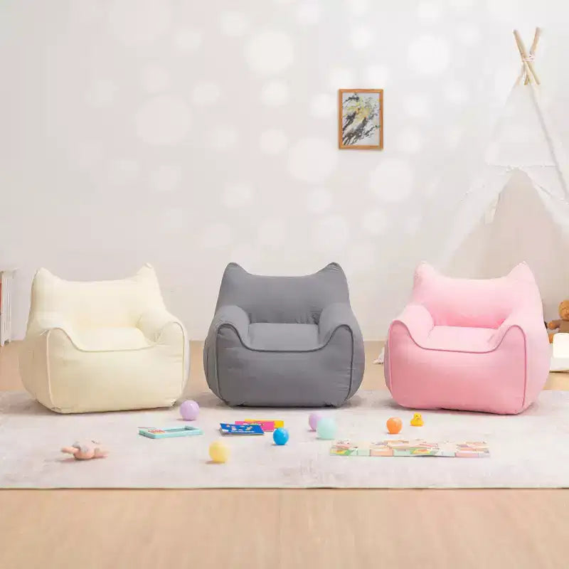 Chaise Poire Hommpa pour Enfants avec Oreilles de Chat, en Tissu Velours Côtelé Doux et Mousse à Mémoire de Forme, Fauteuil Confortable pour Tout-petits