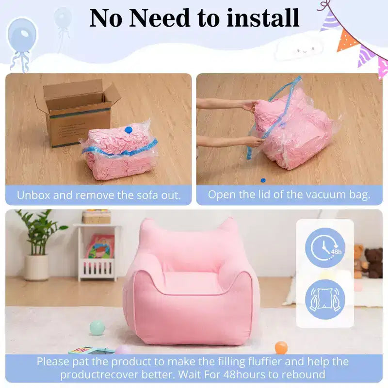 Chaise Poire Hommpa pour Enfants avec Oreilles de Chat, en Tissu Velours Côtelé Doux et Mousse à Mémoire de Forme, Fauteuil Confortable pour Tout-petits