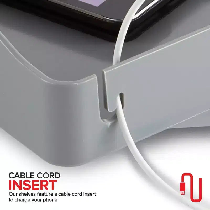 Tablette de chevet Modern Innovations avec porte-gobelet et passe-câble, gris foncé (lot de 12)