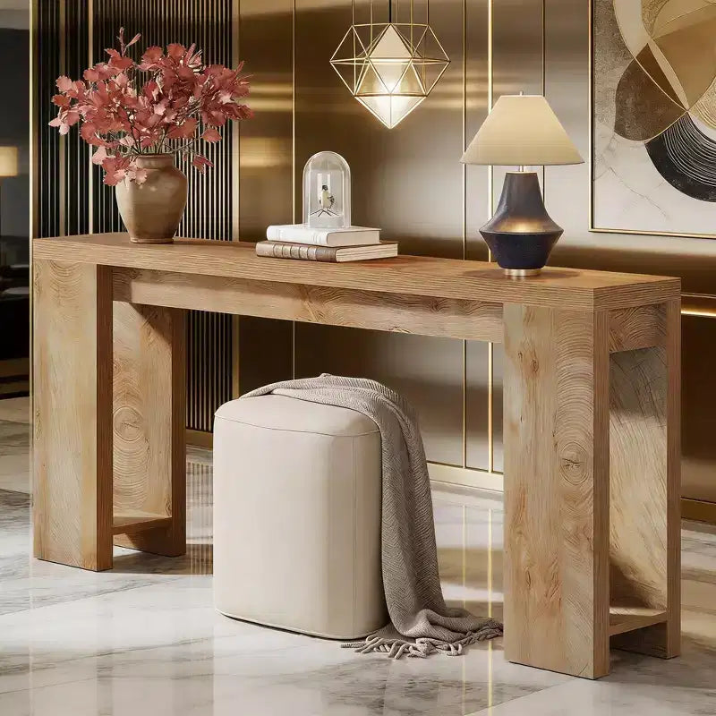 Table console en bois, Table d'entrée de style campagnard pour canapé