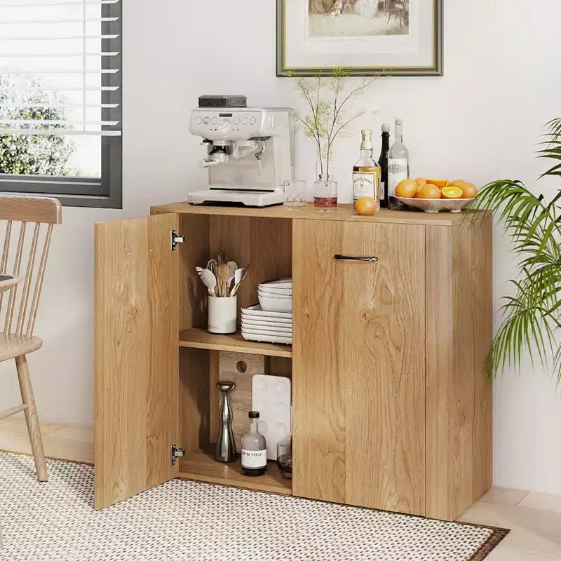 Meuble de rangement au sol Costway Buffet vaisselier avec portes doubles et bar à café en bois