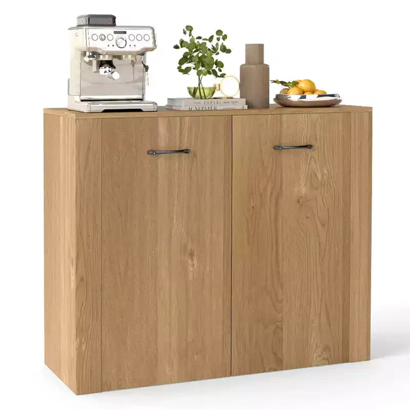 Meuble de rangement au sol Costway Buffet vaisselier avec portes doubles et bar à café en bois