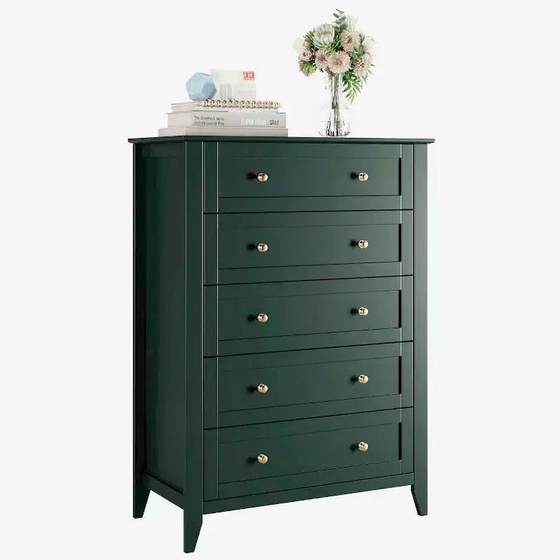 Commode à 5 tiroirs COZONY pour chambre à coucher, commode haute en bois avec rangement profond, commode moderne pour entrée et couloir