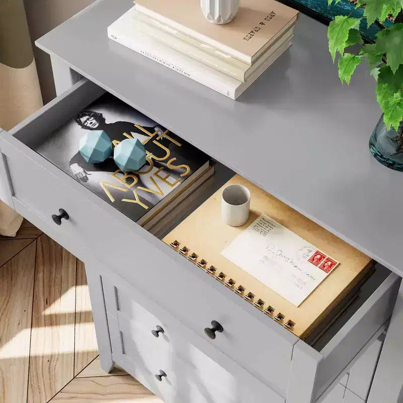 Commode à 5 tiroirs COZONY pour chambre à coucher, commode haute en bois avec rangement profond, commode moderne pour entrée et couloir