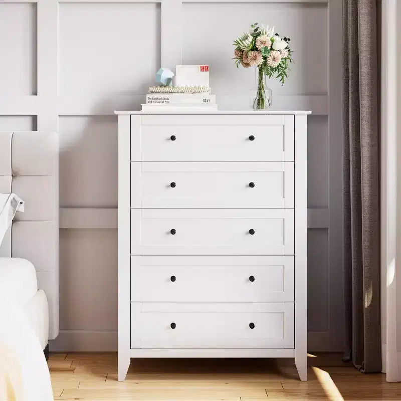 Commode à 5 tiroirs COZONY pour chambre à coucher, commode haute en bois avec rangement profond, commode moderne pour entrée et couloir