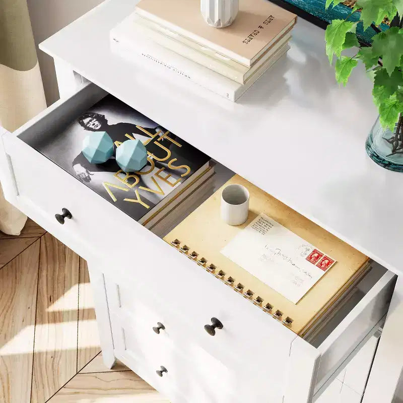 Commode à 5 tiroirs COZONY pour chambre à coucher, commode haute en bois avec rangement profond, commode moderne pour entrée et couloir