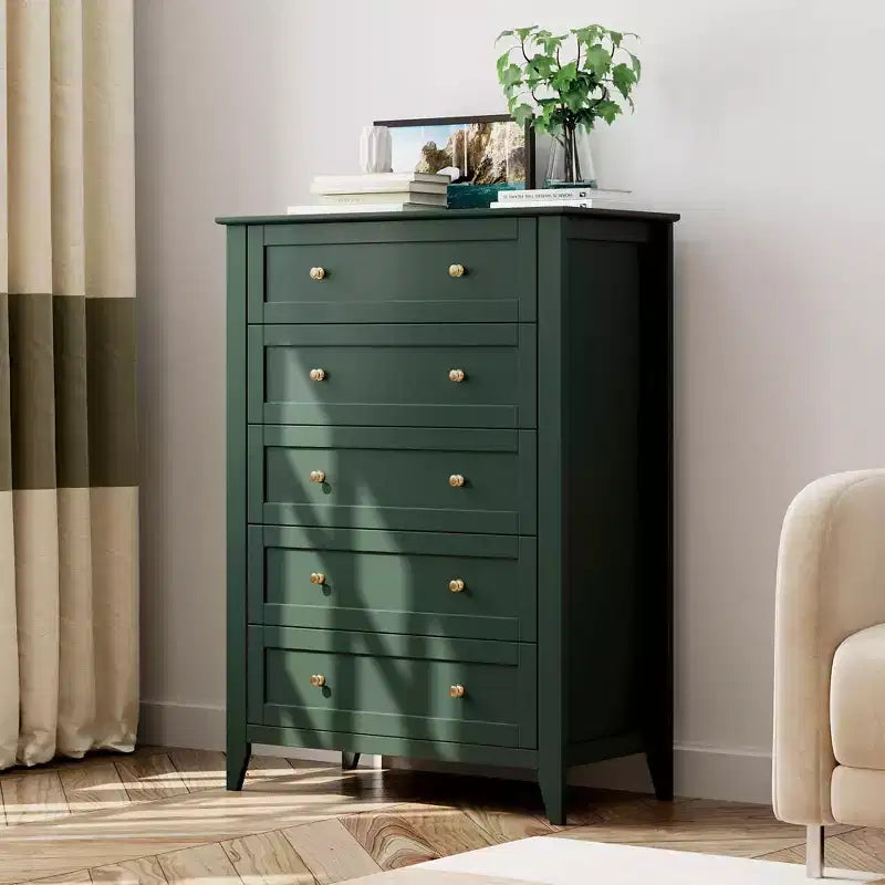 Commode à 5 tiroirs COZONY pour chambre à coucher, commode haute en bois avec rangement profond, commode moderne pour entrée et couloir