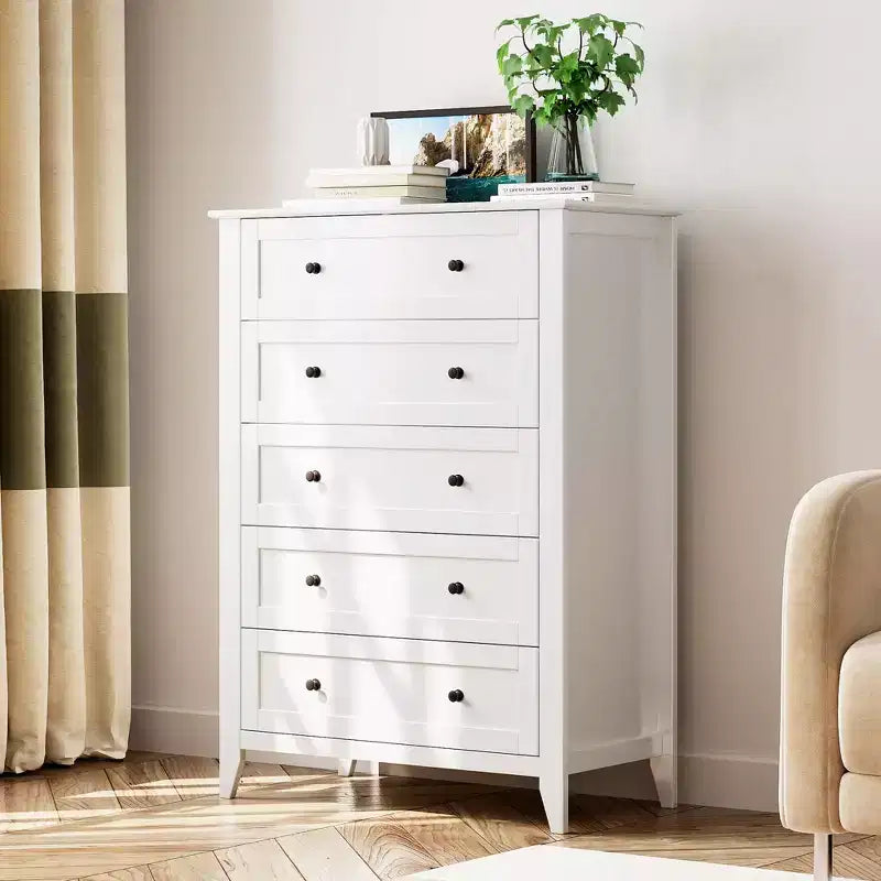 Commode à 5 tiroirs COZONY pour chambre à coucher, commode haute en bois avec rangement profond, commode moderne pour entrée et couloir
