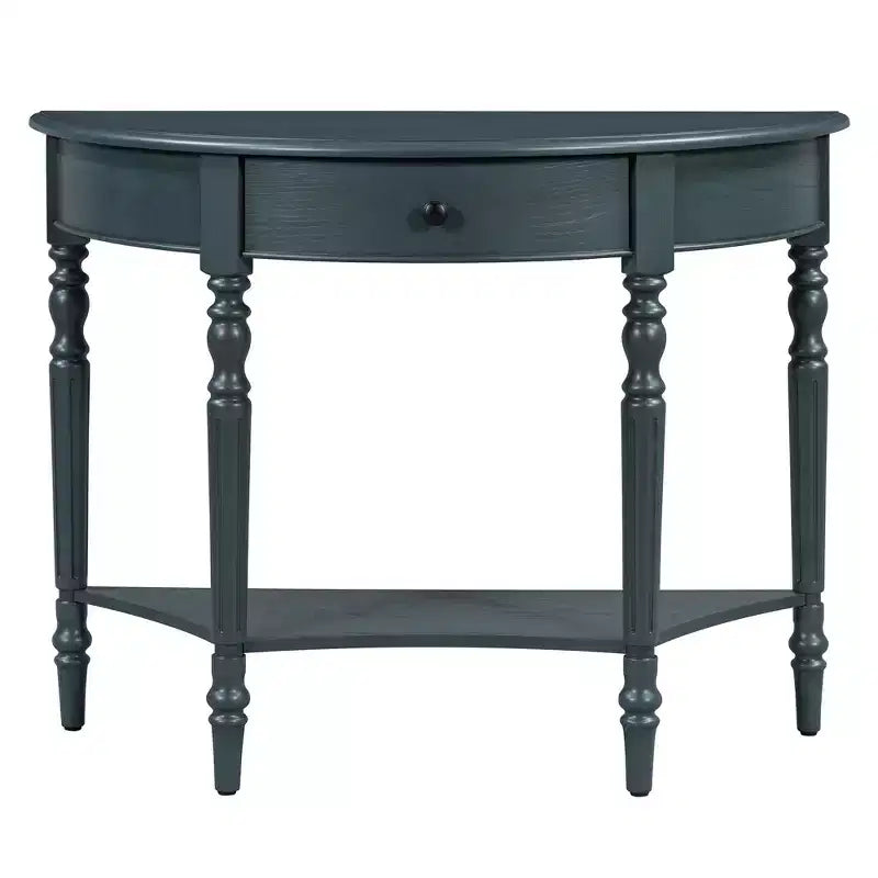 Table console demi-lune Luxystar avec tiroir et étagère pour entrée et salon