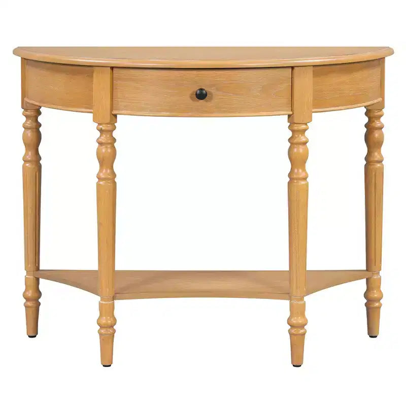 Table console demi-lune Luxystar avec tiroir et étagère pour entrée et salon