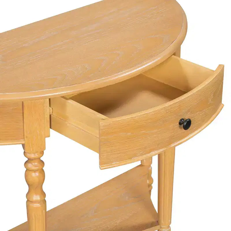Table console demi-lune Luxystar avec tiroir et étagère pour entrée et salon