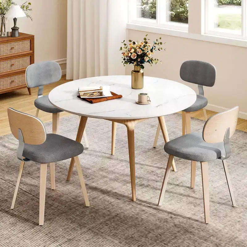 Chaises de salle à manger Costway lot de 4 avec dossier incurvé et assise rembourrée pour salle à manger et salon
